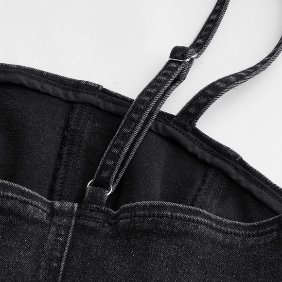 NEW Cider High Stretch Denim Solid Zipper Cami Mini Dress - XL - Picture 3 of 5